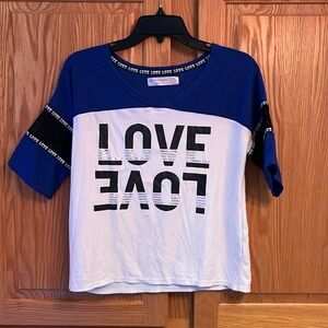 Blue and White LOVE Graphic Tee